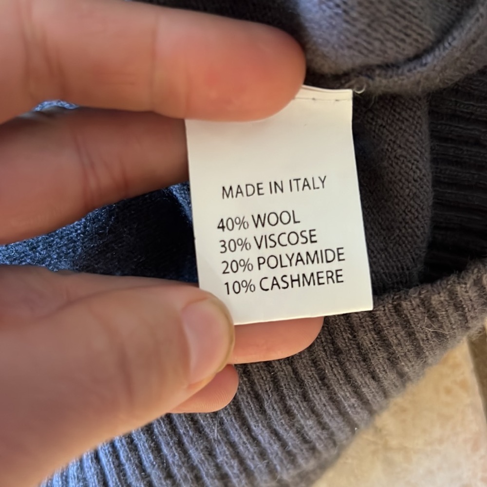 Lorenzo Magini Made in Italy Wool & Cashmere Blend‎ Gray Vneck Sweater, Sz XL - Picture 4 of 7